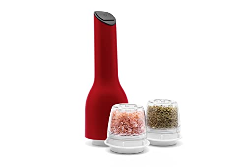 FinaMill ? 受賞歴のある電池式ペッパーミル&スパイスグラインダーが1つになった、粗さ調整可能、セラミック研磨エレメント、LEDライト付きワンタッチ操作、クイックチェンジFinaPods2個付き