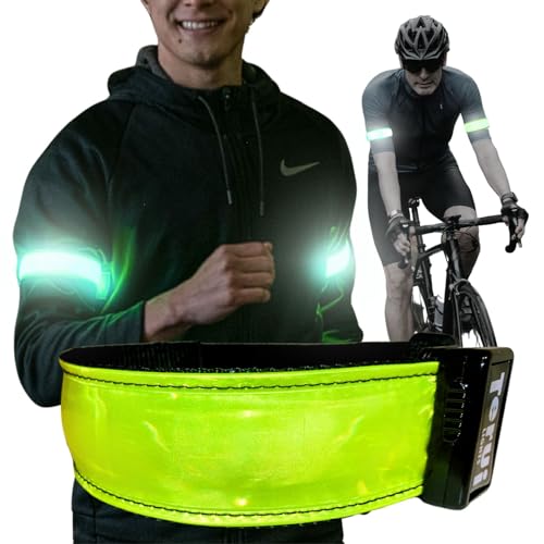 TERUI Lights 大型 反射バンド ランニング ライト 充電式 ウォーキング ライト 反射板 (グリーン Lサイズ)