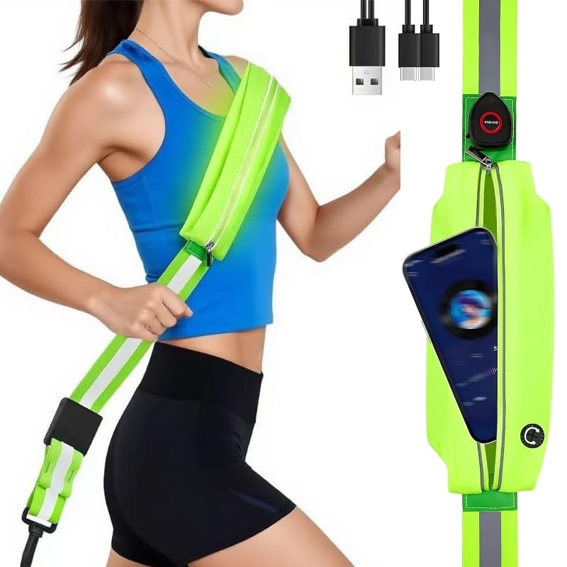 LED 反射タスキ 光るタスキ Type-C充電式 電話ホルダー付き反射バンド 夜間 ランニング ライト ウォーキング 自転車 反射板 犬散歩 安全 反射ベスト...