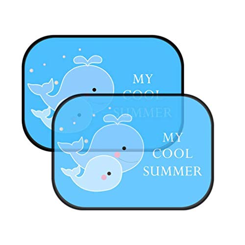 VORCOOL 車用サンシェード 車窓日よけ カーシェード UVカット くじら柄 遮光 断熱 日焼け防止 防紫外線 静電気 取付け簡単 2枚セット