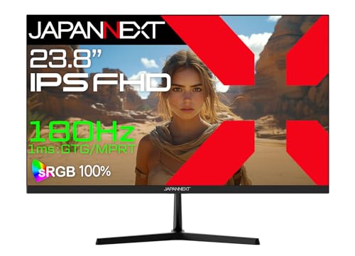 【 】JAPANNEXT 23.8インチ IPSパネル搭載 180Hz対応 フルHD(1920x1080)解像度 ゲーミングモニター JN-i238G180F 1ms(GTG/MPRT) HDMI DP sRGB:100% PS5:120Hz接続 【2年保証】