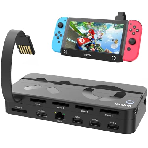 Unitek 2024年 10-in-1 Switch多機能カードリーダー切り替え器 switchドック 【Nintendo Switch&Switch OLED対応】 切り替え4 収納1 充電しながらテレビに映せる 【LAN・HDMI変換・TVモード・テーブルモード・US
