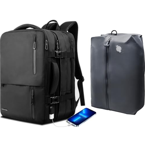 [lovvento] リュック 圧縮袋付き 電動ポンプ付き 大容量 メンズ 17インチPC対応 拡張可能 3層構造 防水..