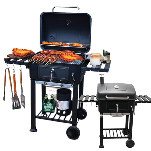 Fengzel Outdoor フタ付きバーベキューコンロ フルクローズ 保温網付き 焼き、燻製、蒸し3in1 8-12人用..