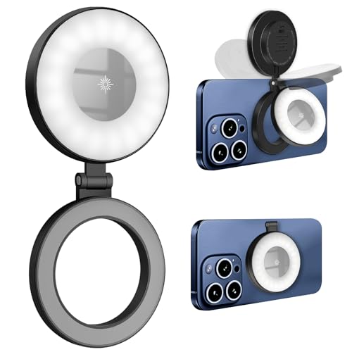 風織商社 リングライト LED自撮りライト スマホ 撮影用ライト ライト MagSafe対応 3種類の色温度 2500~9000K 210°回転可能 磁気 スマホライト 高輝度 24個LED 自撮りライト Type-C充電式 無段階調光 コ