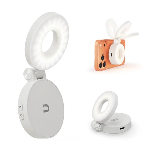 KraftGeek MagSafe対応 自撮りライト｜リングライト スマホ用｜40灯LED搭載｜3色モード＆3段階調光｜180度回転｜充電式・軽量＆携帯型スマホライト｜自撮り・ビデオ録画に最適｜ホワイト