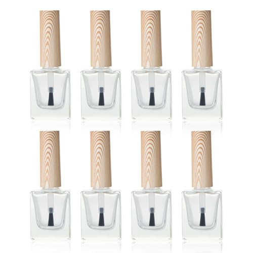 マニキュアボトル 10ml エナメルボトル 8個入り 空 透明 ガラス瓶 ネイル容器 木目 空 小分け ネイルポ..