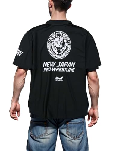 [SaganStyle] ポロシャツ 新日本プロレス 大きいサイズ メンズ プリント ドライメッシュ ボタンダウン ..