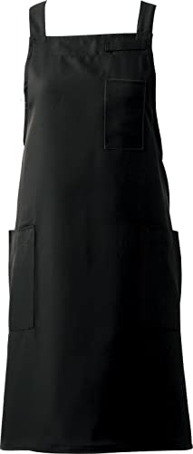 Arbe(アルベ) 胸当てエプロン X型 タスキ掛け テフロン加工 お手入れ簡単 汚れに強い 9色展開 [はっ水/防汚/肩ヒモズレ防止ループ] 飲食 サービス 制服 T7500 C-10 ブラック F