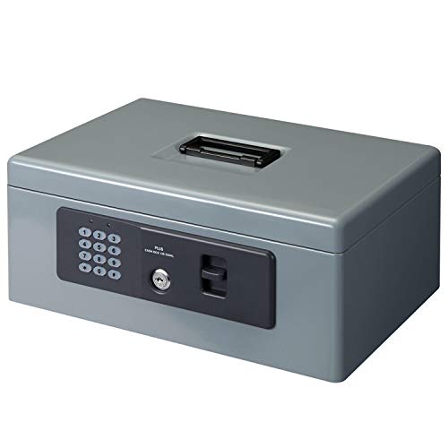 プラス 金庫 電子ロック 手提金庫 Mサイズ グレー CB-020HL 13-101