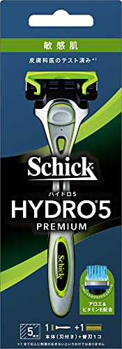 ◆商品名：ハイドロ Schick(シック) ハイドロ5 プレミアム 敏感肌 ホルダー(刃付き+替刃1コ) スキンガード付 5枚刃 グリーン極めた剃り味を実現する革新技術HYDRO原産国:中国ブランド:ハイドロ商品サイズ (高さ×奥行×幅):...