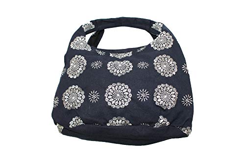 [とくさや] ミニラウンド バッグ 【 京都くろちく 】 着物 にも 洋服にも モダン 和柄 カジュアル (黒 菊)