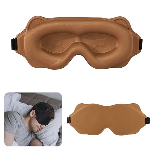 アイマスク 睡眠用 目隠し 安眠 遮光 通気 軽量 圧迫感なし サイズ調整可能 男女兼用 瞑想、昼寝、旅行用3D立体型 遮光デザイン (ダークブラウン)