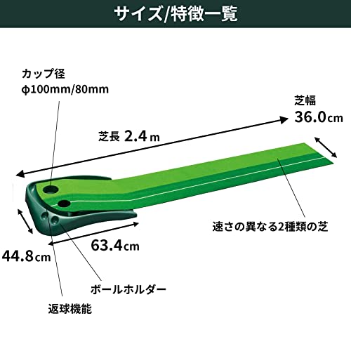 Tabata(タバタ) ゴルフ パターマット ゴルフ練習用マット 2way パターマットライン入り 2ホールタイプ GV0126
