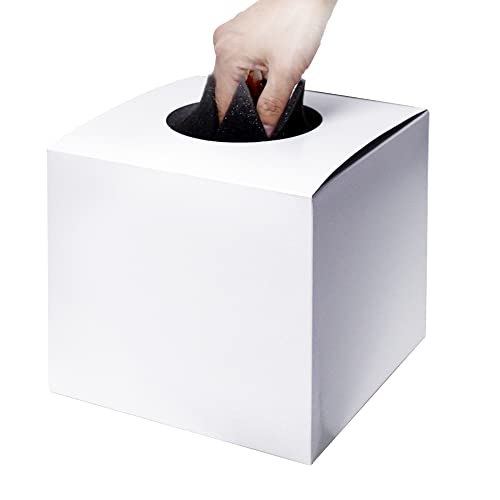 日本製 目隠しシート付 抽選箱 白 無地 中サイズ 高さ18.5cm×20cm×20cm 底板紙付き 応募箱 くじ引き く..