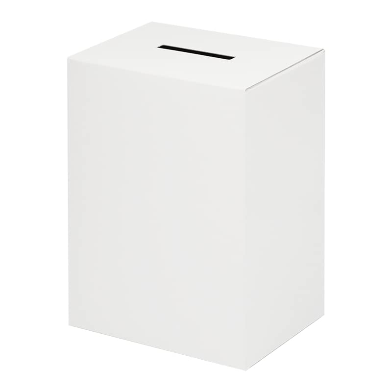 日本製 募金箱 投票箱 無地 白 ラベル 首掛け用紐付き 紙製