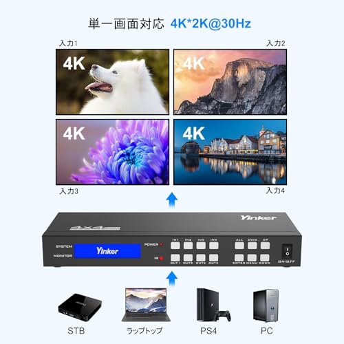 4K HDMI�ޥȥ�å��������å�4x4��4K@30Hz HDMI�ޥȥ�å������ش�ʬ�۴4����4���ϡ��Хå���åȥܥ���HDCP��EDID������RS232���ݡ��Ȥ����