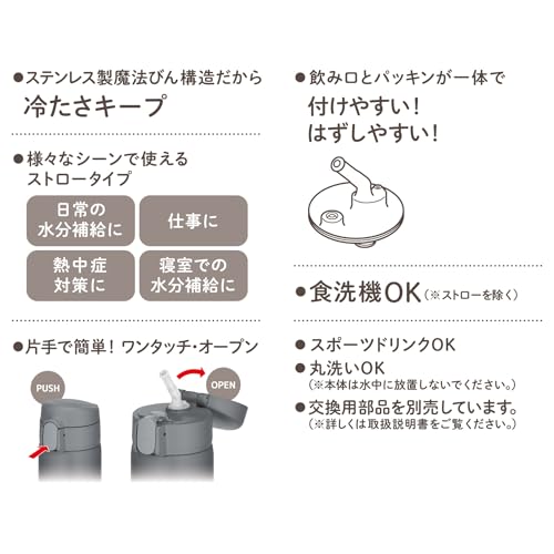 サーモス 水筒 真空断熱ストローボトル 360ml ダークグレー 保冷専用 FKA-350 DGY