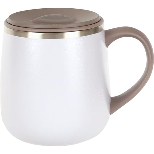 和平フレイズ 蓋付 マグカップ オフィスマグ 350ml アイボリー 保温 保冷 真空断熱 RH-1677