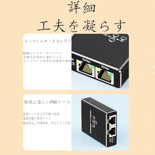 LAN ʬ�۴� LAN �����֥� ʬ�� RJ45 1000Mbps 1����2���� 2��Ʊ������ USB Type-C�Ÿ������֥��դ� Cat5 Cat5e Cat6 Cat7 Cat8�б� �ͥåȥ����ĥ �ͥåȥ��Ʊ������ ���Ʊ������ PS5/PS4�б� �ǡ�������