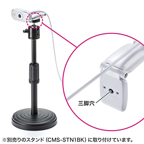 ����掠�ץ饤(Sanwa Supply) WEB����� USB��³ ���60�� �ե�HD 1080P 200������ �ޥ�����¢ �����б� Zoom/Teams�б� �����֥�1.5m �ۥ磻�� CMS-V41WN