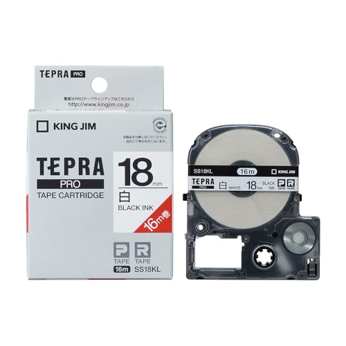 【純正】 キングジム(Kingjim) テプラPROテープカートリッジ ロング 18mm 白ラベル/黒文字 長さ16m SS18KL