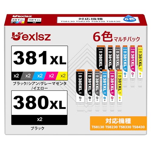 BCI-381XL BCI-380XL 互換インクカートリッジ 6色セット*2 合計12本 大容量サイズ キャノン(Canon)対応 インクカートリッジ 381 380 BCI-381 BCI-380 純正 と併用可能 互換インク TS8130 TS8230 TS8330 TS8430 対応の