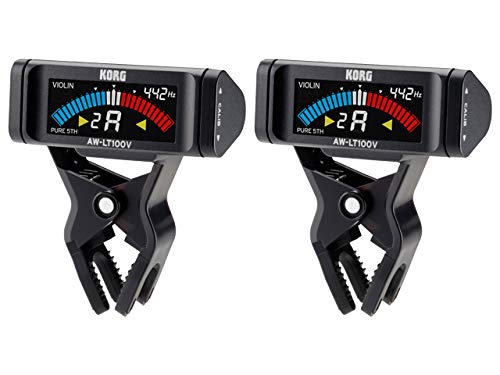 ◆商品名：【まとめ買い】KORG コルグ - バイオリン／ビオラ専用 クリップ オン チューナー AW-LT100V 2個セット100時間の連続駆動。カラーLCDを搭載したバイオリン／ビオラ専用クリップ型チューナー。100時間の連続駆動。 カラーLCDを搭載した管弦楽器用クリップ型チューナー。 楽器に直接取り付けて手軽にチューニングできる、コルグのクリップ型チューナー。その新たなラインナップとして、様々な管弦楽器に対応するAW-LT100M、トランペット／トロンボーンに特化したAW-LT100T、そしてバイオリン／ビオラ専用のAW-LT100Vが登場します。 AW-LT100M / T / Vは、単4形乾電池の採用により約100時間という圧倒的な長寿命を実現。ボディは軽量設計で、三角形のシャトル・スイッチが直感的なオペレーションを可能にします。また管弦楽器用クリップ型チューナーとしては初のカラーLCDを搭載し、高い視認性を確保。3種類のラインナップはそれぞれ最適なクリップと専用のチューニング・モードを備え、あらゆる管弦楽器奏者にベストマッチするスムーズなチューニングを叶えます。 ●単4電池1本で連続100時間の長時間動作。 ●単4電池使用ながら、さらなる軽量化を実現。 ●色鮮やかなカラーLCDで高い視認性を確保。 ●FASTとSLOW、2種類のメーター速度を切り替え可能（AW-LT100M / Tのみ）。 ●様々な管弦楽器に対応する大型クリップのAW-LT100M。 ●トランペット／トロンボーンに特化した小型クリップのAW-LT100T。 ●バイオリン／ビオラ専用クリップと専用モードを搭載のAW-LT100V。 ●左右のシャトル・スイッチで簡単操作。 ●キャリブレーション、オート・パワー・オフ、メモリー・バック・アップ機能を搭載。 ■音律：12平均律（クロマチック）／純正5度（バイオリン、ビオラ） ■測定範囲（サイン波）：A0 (27.5Hz) 〜 C8 (4186Hz) ■測定精度：±0.1 セント以内 ■基準ピッチ範囲：A4=410 〜 480Hz（1Hz単位） ■チューナー・モード：クロマチック／バイオリン／ビオラ ■電源：単4形乾電池×1本 ■電池寿命：100時間（バックライト：ソフト、A4入力、連続動作時、アルカリ乾電池使用時） ■外形寸法：60（W）x 39（D）x 72（H）mm ■質量：32 g（電池含む） ■付属品：動作確認用単4形乾電池×1本