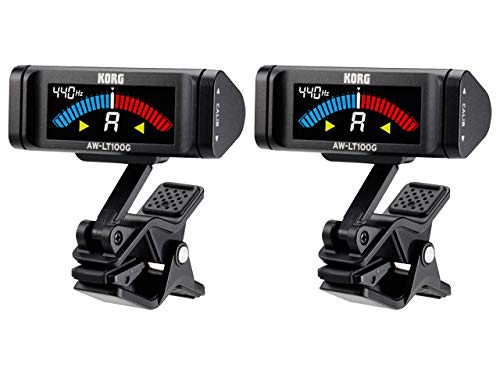 ◆商品名：KORG コルグ - ギター専用 クリップ オン チューナー AW-LT100G 2個セット単4電池1本で連続100時間の長時間動作。メーター速度がアップしたギター専用のAW-LT100G。100時間の連続駆動。 クリップ型チューナー、ギター／ベースそれぞれ専用にラインナップ。 楽器に直接取り付けて手軽にチューニングできる、コルグのクリップ型チューナー。その新たなラインナップとして、ギター専用のAW-LT100、そしてベース専用のAW-LT100Bが登場です。 AW-LT100G / Bは、単4形乾電池の採用により約100時間という圧倒的な長寿命を実現。ボディは軽量設計で、三角形のシャトル・スイッチが直感的なオペレーションを可能にします。またコルグ・チューナーとしては初のギター専用、ベース専用モデルをラインナップ。それぞれ無駄一つない専用回路が、メーターの反応速度をさらに高めています。さらに、AW-LT100Bでは低音を検知する感度を強化し、多弦ベースでのチューニングも完璧にフォロー。あらゆるニーズに合わせてセレクトできるコルグの豊富なチューナー・ラインナップに、また新たな個性が加わりました。 ●単4電池1本で連続100時間の長時間動作。 ●さらなる軽量化を実現。 ●メーター速度がアップしたギター専用のAW-LT100G。 ●超低音域まで反応するベース専用のAW-LT100B。 ●色鮮やかなカラーLCDで高い視認性を確保。 ●3種類のメーター・ディスプレイ・モードを切り替え可能。 ●±0.1セントの超高精度チューニングに対応。 ●左右のシャトル・スイッチで簡単操作。 ●高いホールド感と柔軟性を備えたクリップ構造を採用。 ●キャリブレーション、オート・パワー・オフ、メモリー・バック・アップ機能を搭載。 ■音律：12平均律 ■測定範囲（サイン波）：B1（61.74Hz）〜 E6（1319 Hz） ■測定精度：±0.1 セント以内（ストロボ・モード） ■基準ピッチ範囲：A4=436 〜 445Hz（1Hz単位） ■ディスプレイ・モード：レギュラー／ストロボ／ハーフ・ストロボ ■電源：単4形乾電池×1本 ■電池寿命：100時間（バックライト：ソフト、A4入力、連続動作時、アルカリ乾電池使用時） ■外形寸法：60（W）x 60（D）x 55（H）mm ■質量：32 g（電池含む） ■付属品：動作確認用単4形乾電池×1本