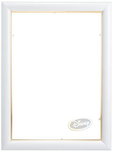 テンヨー(Tenyo) 【日本製】 パズルフレーム ディズニー ステンドアート専用 ぎゅっと266ピース用 ホワイト (18.2x25.7cm) 金モール仕様 置き飾り用スタンド付 DISNEYホログラムエンブレムプレート