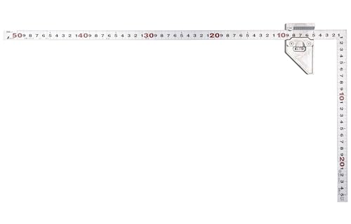 シンワ測定(Shinwa Sokutei) 曲尺 平ぴた シルバー 50cm 表裏同目 曲尺用ストッパー金属製付 JIS 12480