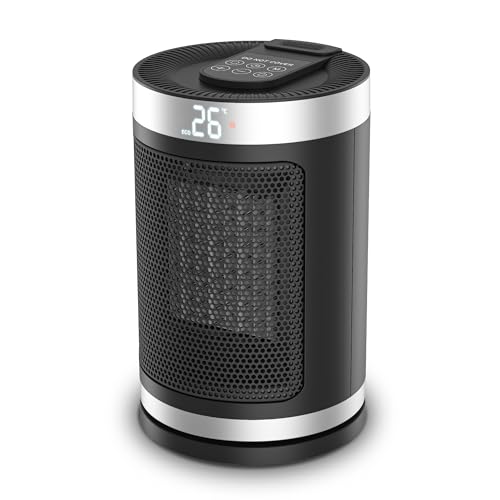 セラミックヒーター 小型 首振り 転倒自動オフ 3段階切替 暖房器具 ブラック