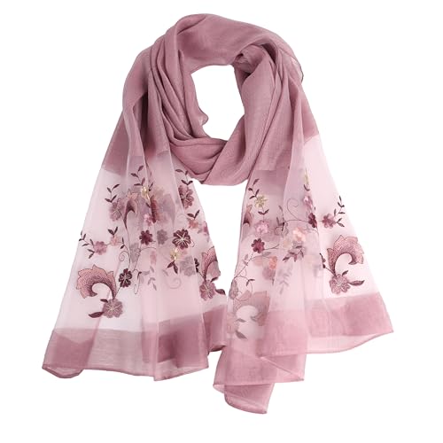 [BRMM MIA] 超薄手 大判ストール スカーフ マフラー ストール 花 ショール 刺繍 大判ストール シルク レディース 春夏 上品 おしゃれ 結婚式 海 旅行 日焼け防止 UV対策 (紫)