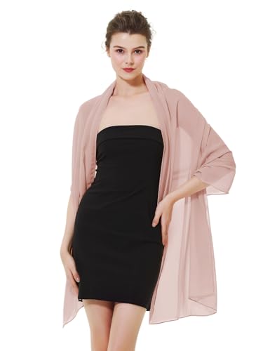 [BEAUTELICATE] ストール シフォン 大判 200×68cm 薄手 軽量 通気性 スカーフ 襟巻き パーティー 結婚式 冷房対策 ギフト 春夏秋用 ルージュピンク