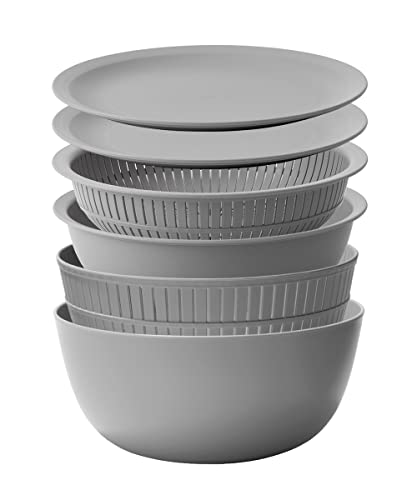 ライクイット (like-it) ざる ボウル 電子レンジ対応 Colander&Bowl 米とぎにも使える ザルとボール グレー 6点セット 日本製 水切り 湯切り可能 耐熱ボウル