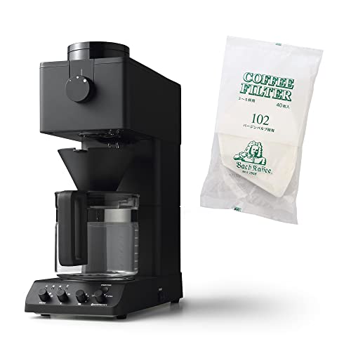 ツインバード 全自動 コーヒーメーカー ミル付 6杯用 日本製【WEB】 カフェバッハオリジナルフィルター(3~5杯用) 40枚×2セット付 CM-D465B-A05