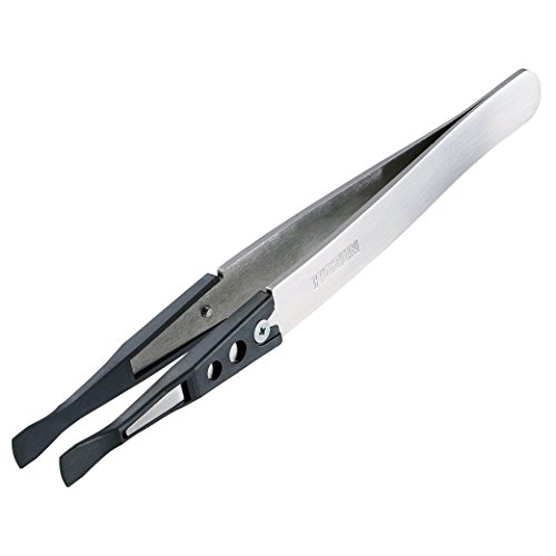 ホーザン(HOZAN) ESDチップピンセット 静電気対策ピンセット 全長125mm 開き幅10mm 先端幅6.0mm ヘラ型 P-645-S