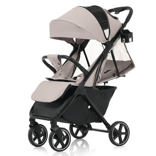 OSJ ベビーカー 折りたたみ 0~36ヶ月 4輪 軽量 耐荷重15kg リクライニング ワンタッチ 日よけカバー UVカット