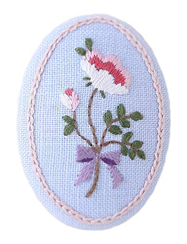 LECIEN (ルシアン) 刺しゅうキット ボタニカル刺しゅう シリーズ アンティークローズのブローチ 841 スモーキーブルー(31)