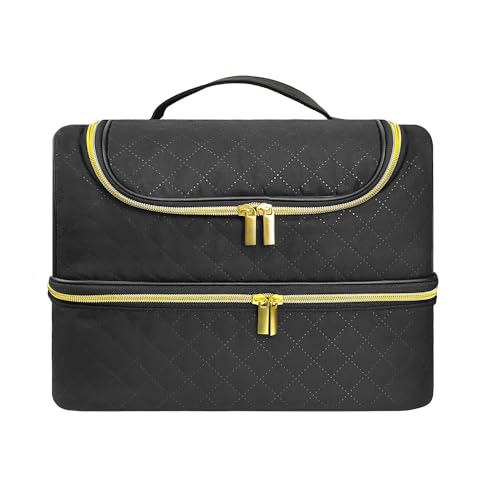 ネイルポリッシュキャリングケース、二層式収納バッグ - ネイルドライヤーランプとボトル60本（15ml/0.5液量オンス）収納可能、マニキュアセット用仕切り付きネイルポリッシュオーガナイ