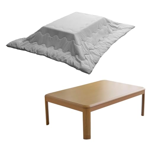 こたつセット 長方形 2点セット 家具調 こたつ台 ナチュラル 80×120cm 先染め こたつ掛け布団 デニム グレー 約205×245cm 薄掛け 薄手 おしゃれ 北欧 #9819556#9831191#0010217