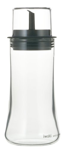 iwaki(イワキ) AGCテクノグラス 耐熱ガラス 液だれしにくい醬油差し 醤油用 160ml もれにくい フタ付き調味料入れ KT5032-BK