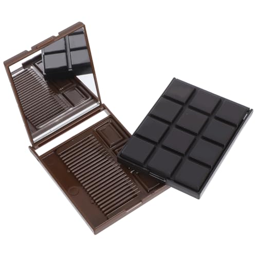Beaupretty 2個セット チョコレート形 コンパクトポケットミラー コーム付き ミニサイズ 軽量 携帯便利 メイクアップ用 化粧鏡 女性へのギフトに