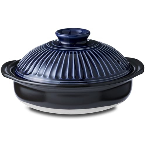 【2025年・正規品】 銀峯陶器(Ginpo Touki) 萬古焼 銀峯 菊花 土鍋 7号 瑠璃釉 ブルー 日本製 46071