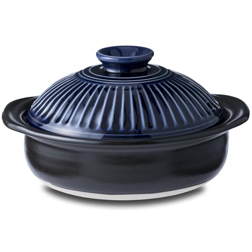 【2025年・正規品】 銀峯陶器(Ginpo Touki) 萬古焼 銀峯 菊花 土鍋 6号 1人用 瑠璃釉 ブルー 日本製 46061