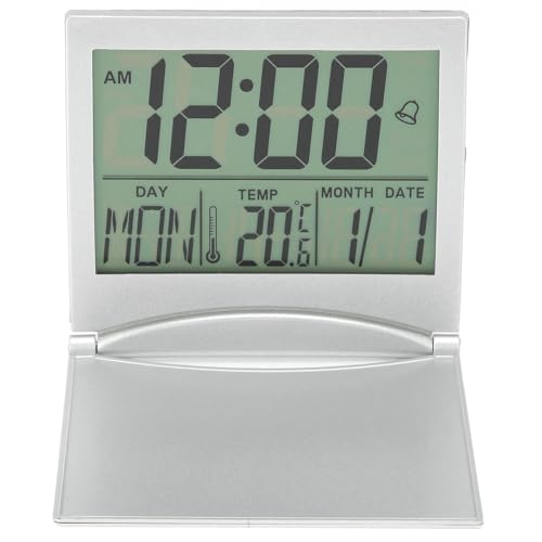 Jeffergarden 目覚まし時計 セイコー クロック 折りたたみ時計 卓上時計 電子時計 LED目覚まし時計 置き時計 温度表示 デジタル 大型画面 12/24時間変換 アラーム音楽 卓上 旅行