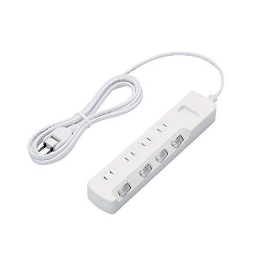 Power Socket Board - エレコム 電源タップ 雷ガード 個別スイッチ ほこりシャッター付 4個口 2.5m ホワイト T-K6A-2425WH