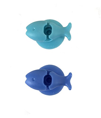 マーナ (marna) おさかな歯ブラシホルダー ( ブルー x 2個入 ) 吸盤付き 歯ブラシ立て ( 壁掛け 収納 )..