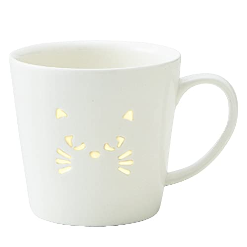 ◆商品名：TAMAKI マグカップ 透かし ネコ ホワイト 直径9×奥行12×高さ8.5cm 350ml T-922569商品サイズ:直径9×奥行12×高さ8.5cm 容量350ml重量：185g素材：磁器生産国：中国備考:食器洗浄機対応・電子レンジ対応(1000W)
