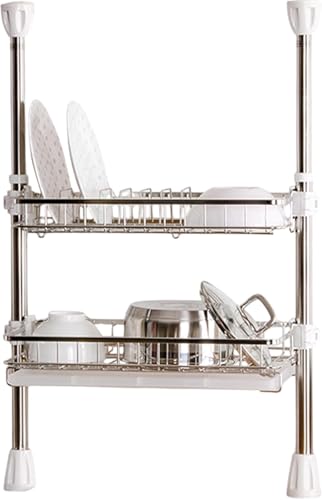 BENMA シンク上突っ張り水切りラック 高さ調整52cm-82cm つっぱり 伸縮 シンク上ラック ステンレス 2段収納